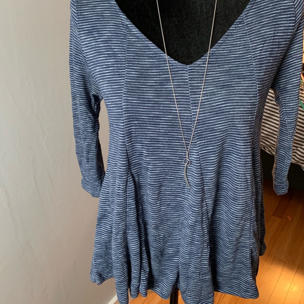 Babydoll blue striped top 3/4 sleeve